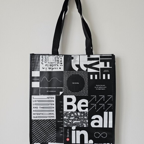 3 x New LULULEMON Black White Red BE ALL IN Reusable Shopping Bags Large - Picture 2 of 7